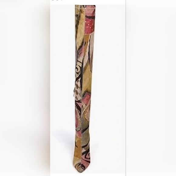 Vivianly Over the Knee Boots Pink and Tan High Heel #652 - Picture 12 of 13